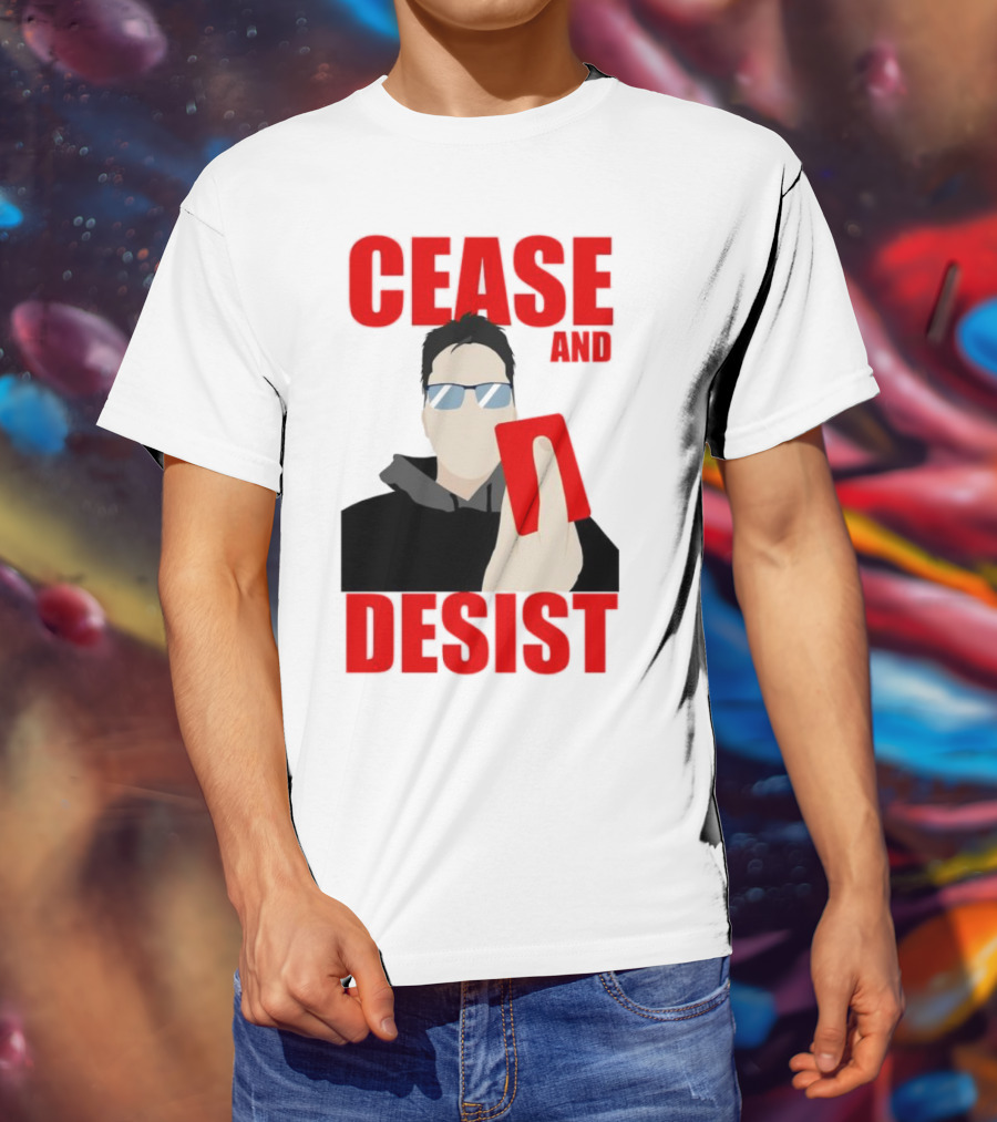 CEASE AND DESIST Red Card Warning T-Shirt