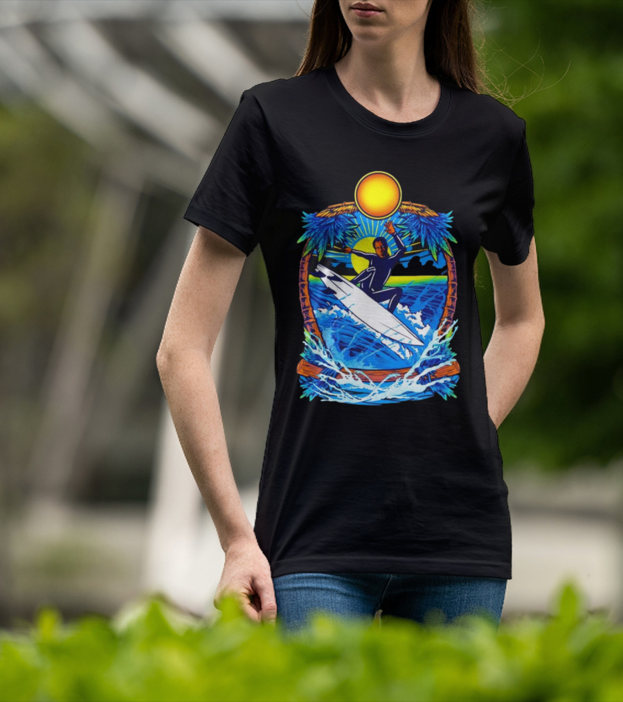 Chill With Water Surfing Under The Sun And Palm Trees T-Shirt