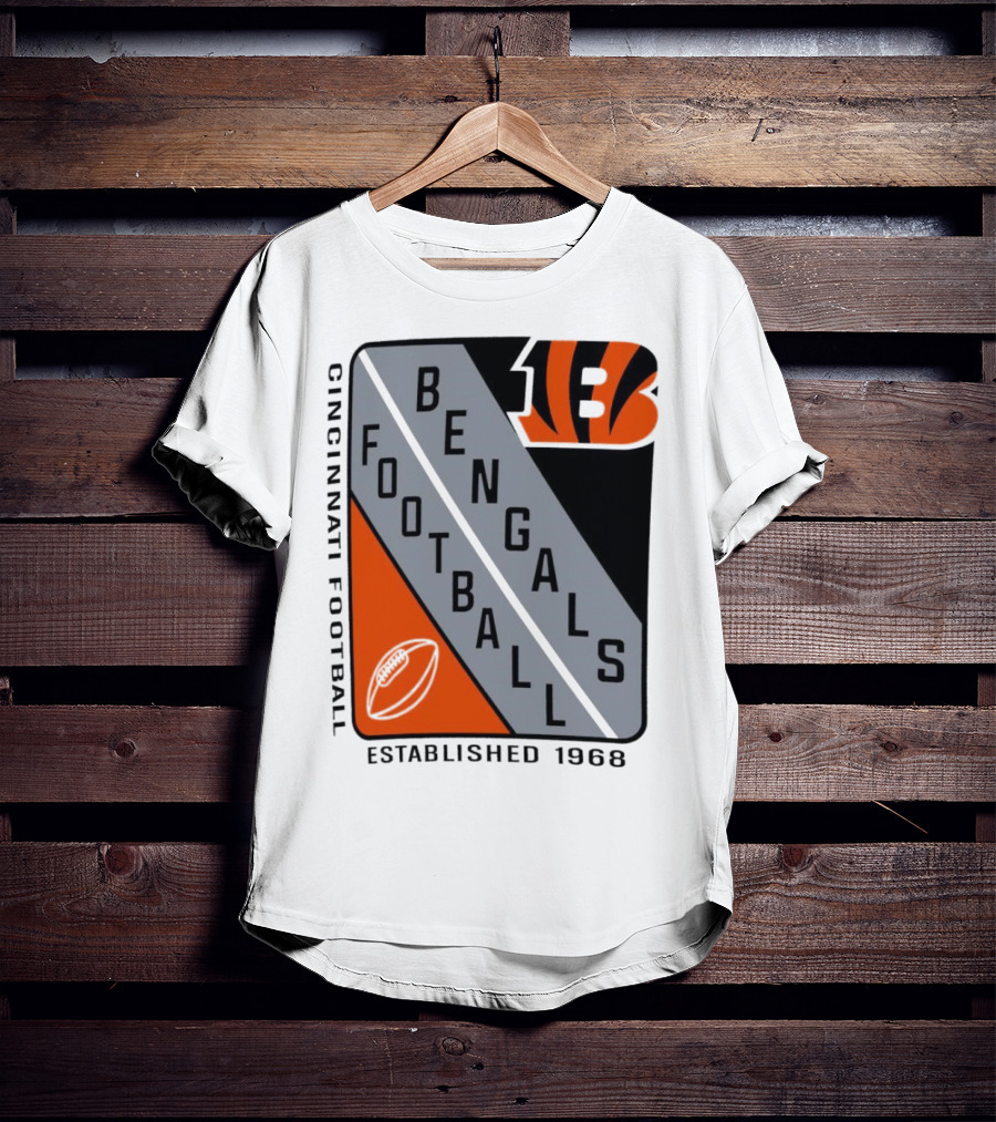 Cincinnati Bengals Football Shield Established 1968 Football Bengals Cincinnati Football T-Shirt