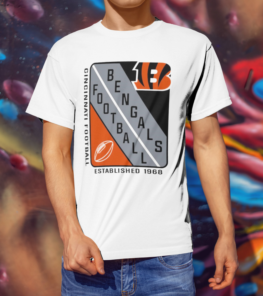 Cincinnati Bengals Football Shield Established 1968 Football Bengals Cincinnati Football T-Shirt