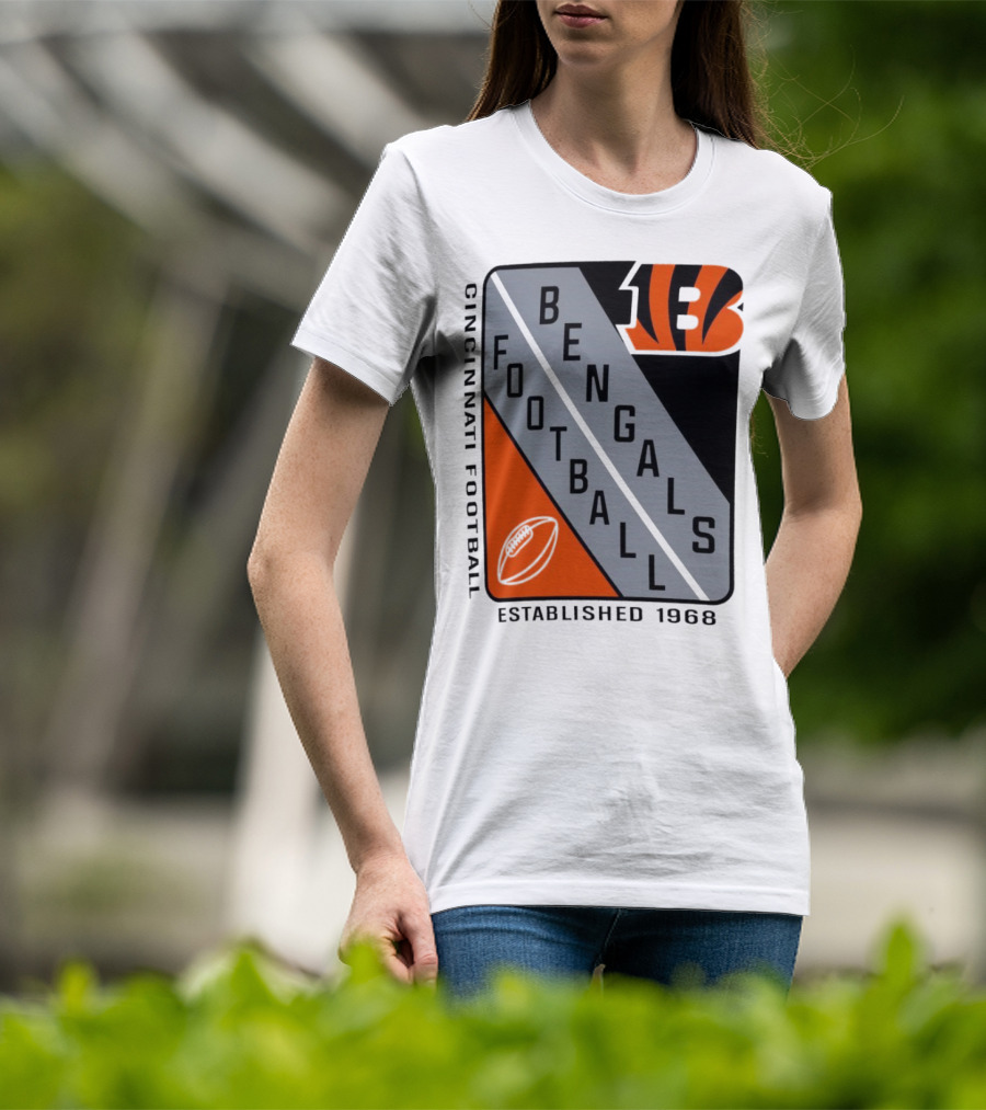 Cincinnati Bengals Football Shield Established 1968 Football Bengals Cincinnati Football T-Shirt