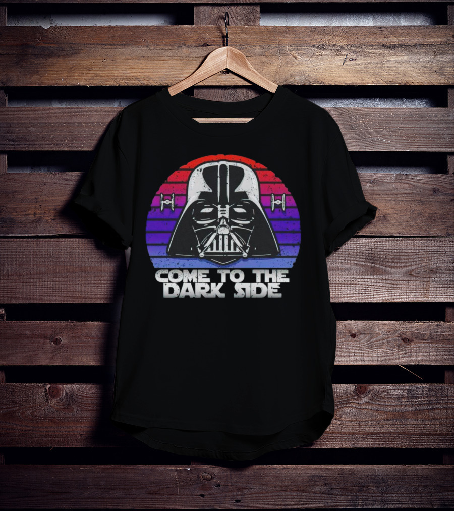 Darth Vader Come To The Dark Side Retro Stripes With Tie Fighters T-Shirt