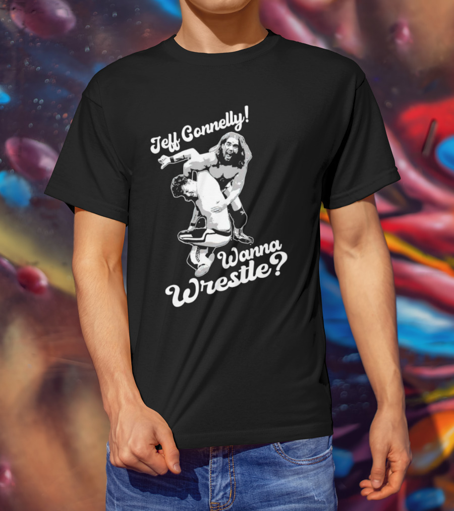 Jeff Connelly Ready To Rumble Wanna Wrestle Bold Wrestling Challenge T-Shirt