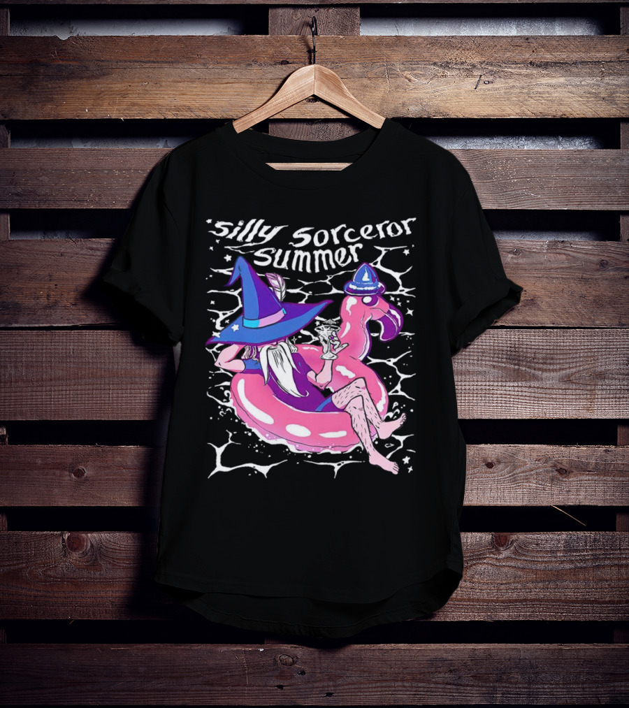 Silly Sorceror Summer Wizard In Flamingo Float With Sweet Tea T-Shirt