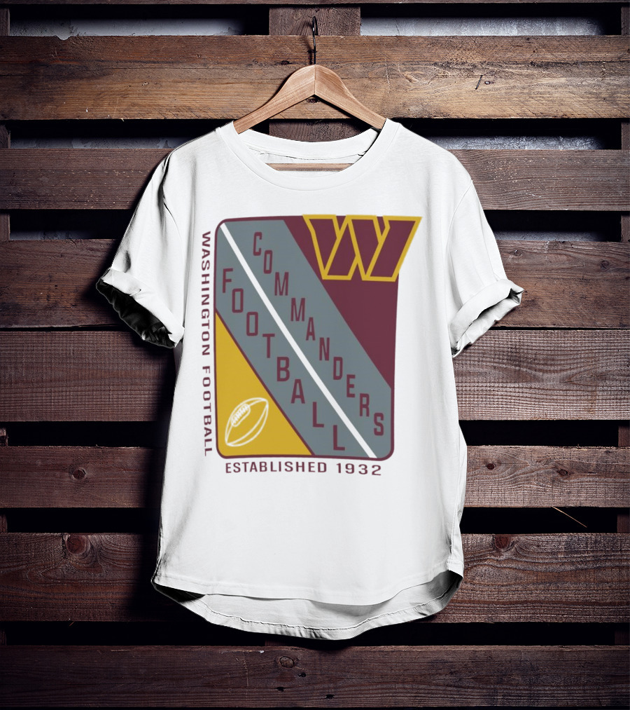 Washington Football Commanders Shield Football Established 1932 T-Shirt
