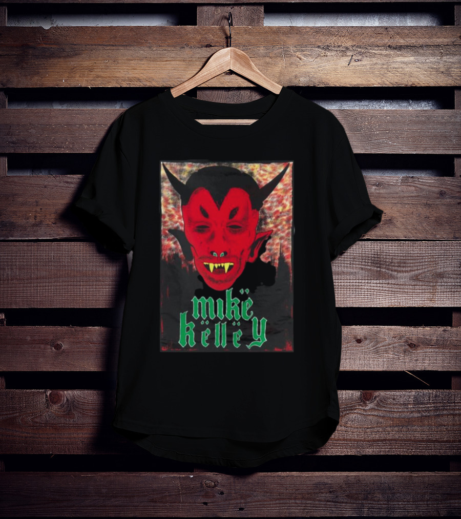 Mike Kelley Satan's Nostrils Devil Face Red With Green Gothic Text T-Shirt