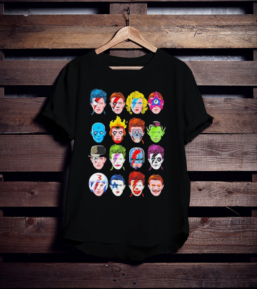 Ziggy Stardust Aladdin Sane Cartoon Pop Art Floating Heads T-Shirt