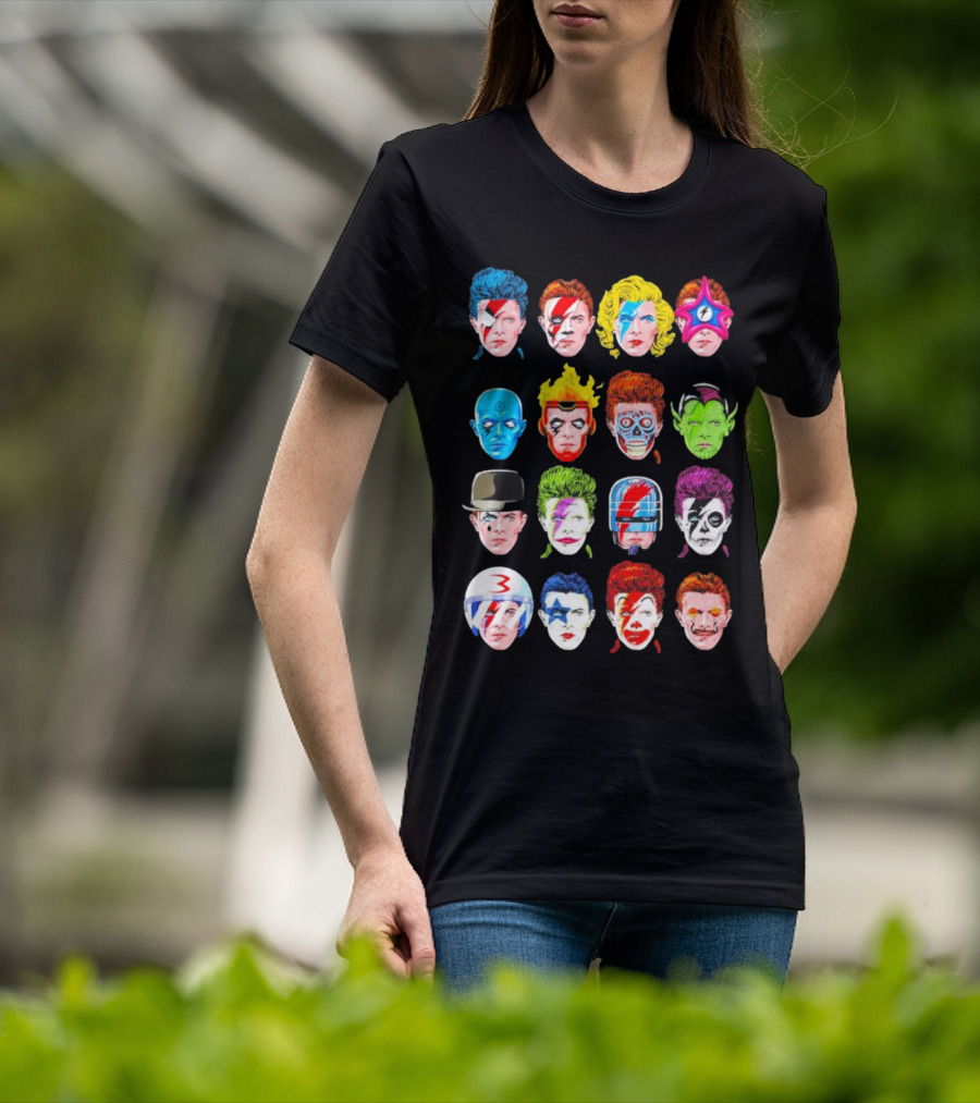 Ziggy Stardust Aladdin Sane Cartoon Pop Art Floating Heads T-Shirt