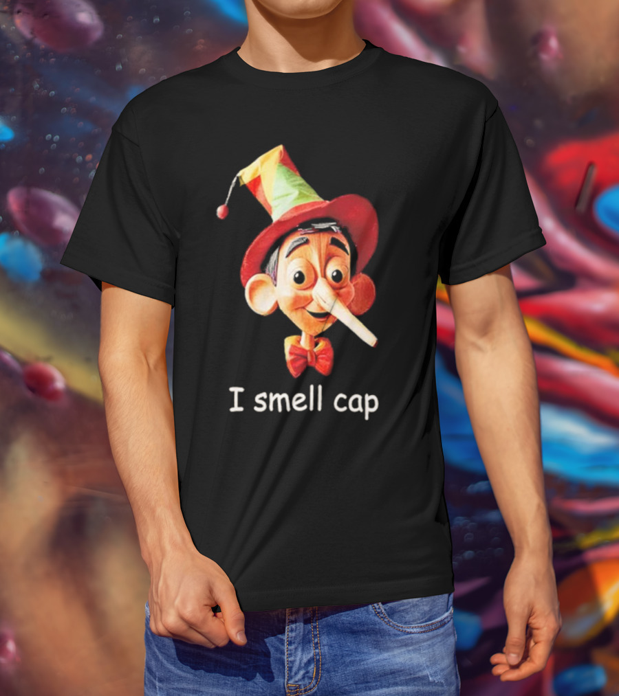 I Smell Cap Puppet Pinocchio With Colorful Hat And Bow Tie T-Shirt