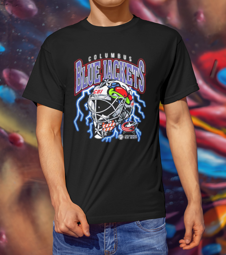 Columbus Blue Jackets CBJ Lightning Goalie Mask T-Shirt