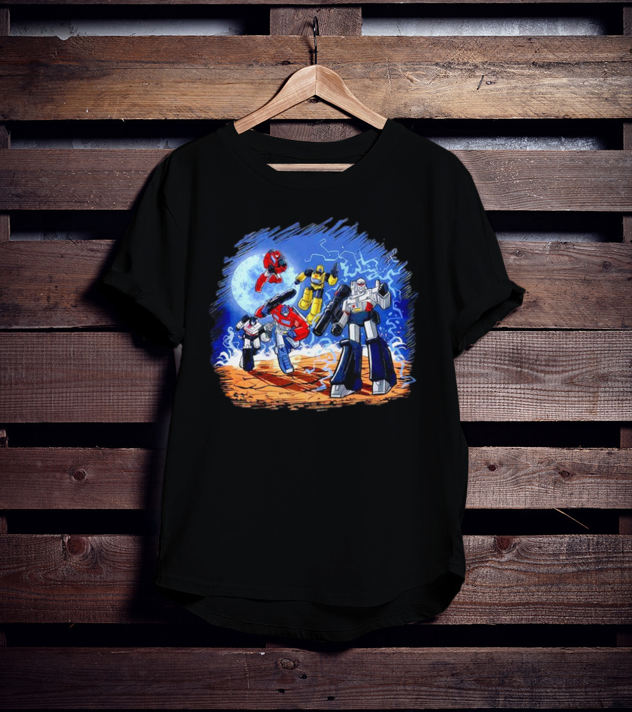 Transformers Bots Cartoon Battle Scene T-Shirt