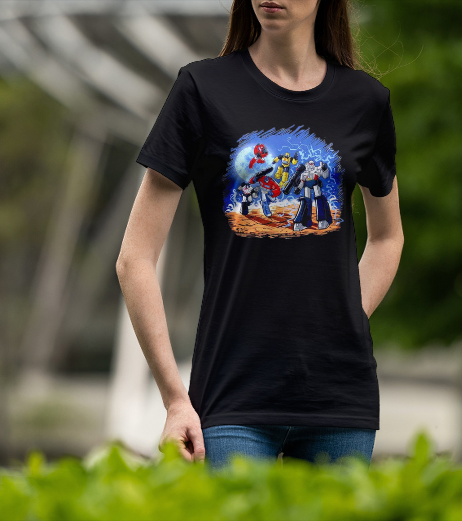 Transformers Bots Cartoon Battle Scene T-Shirt