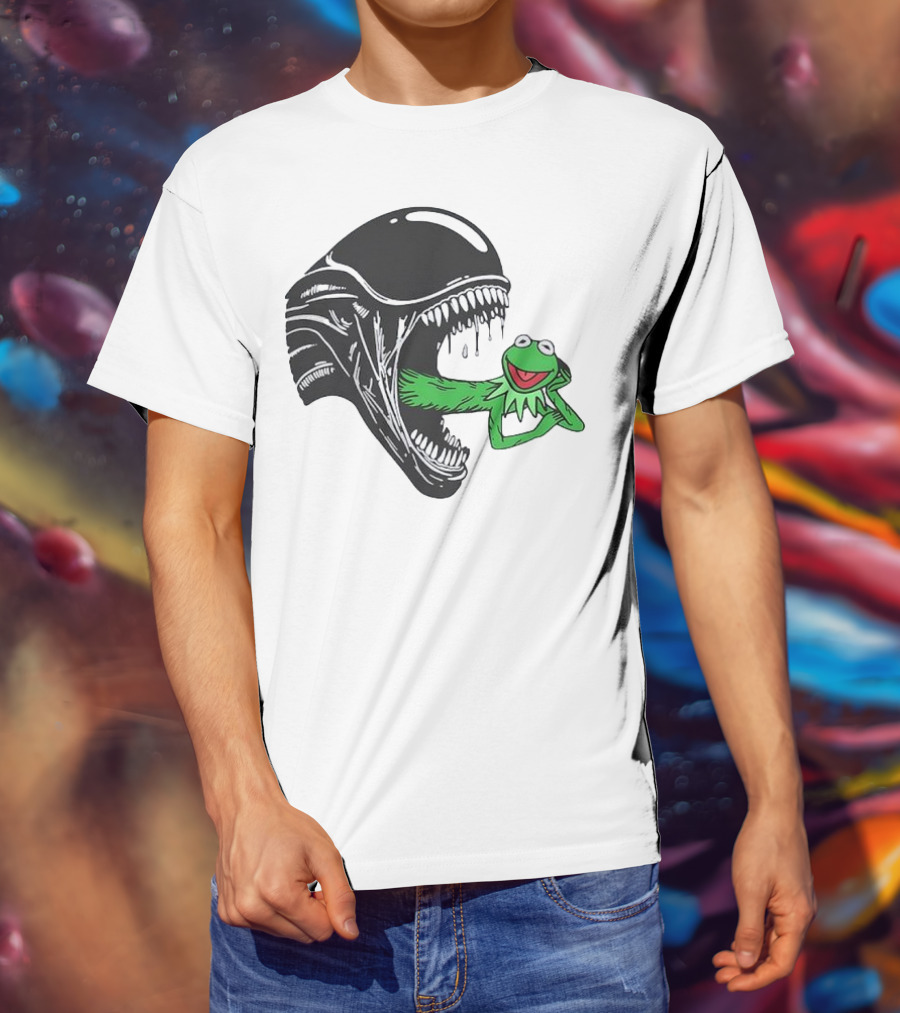Alien Kermit Xenomorph Mashup Funny T-Shirt