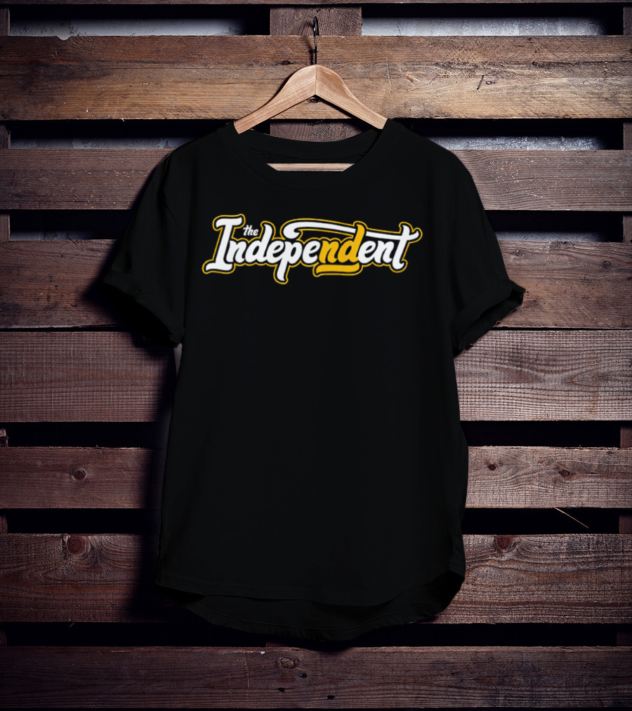 The Independent Podcast Bold Yellow And White Script T-Shirt