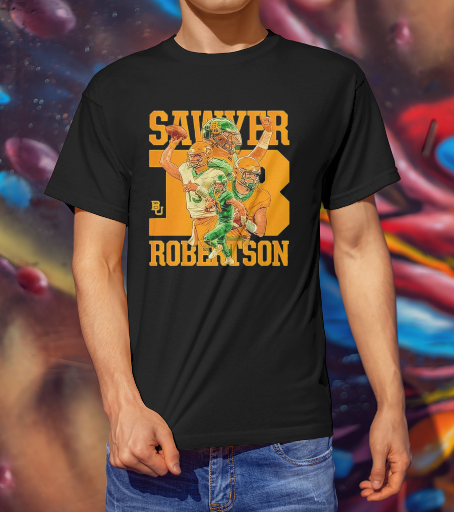 Baylor Bears Sawyer Robertson 13 Football Quarterback BU T-Shirt