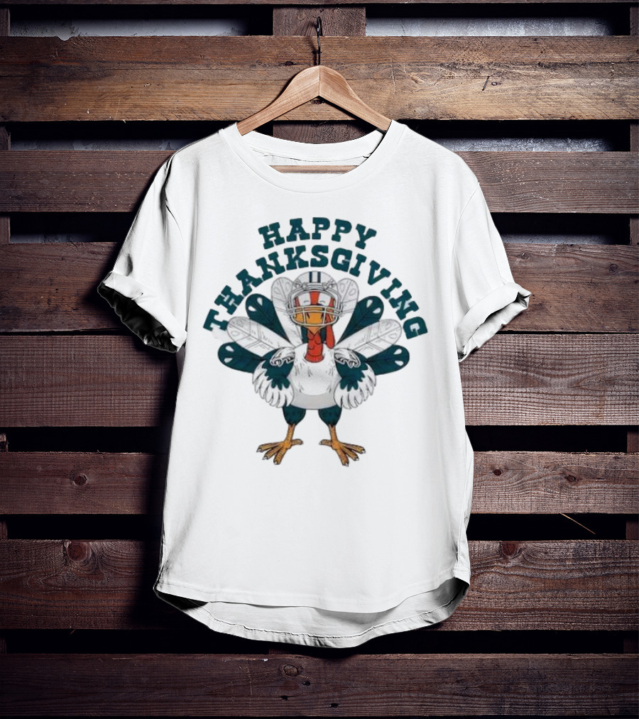 Philadelphia Eagles Turkey Happy Thanksgiving Football T-Shirt