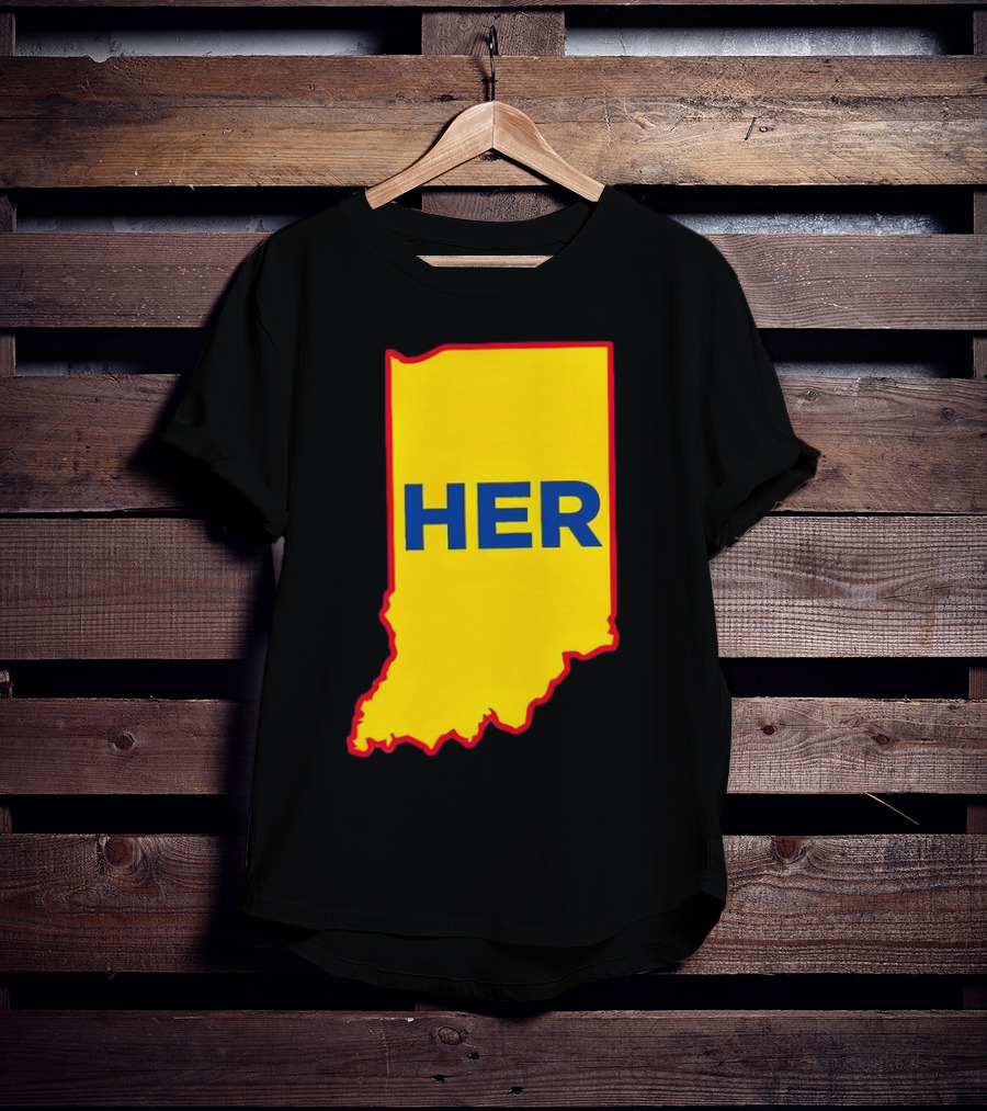 Caitlin Clark Indiana Fever Her State Yellow Map With Blue HER T-Shirt