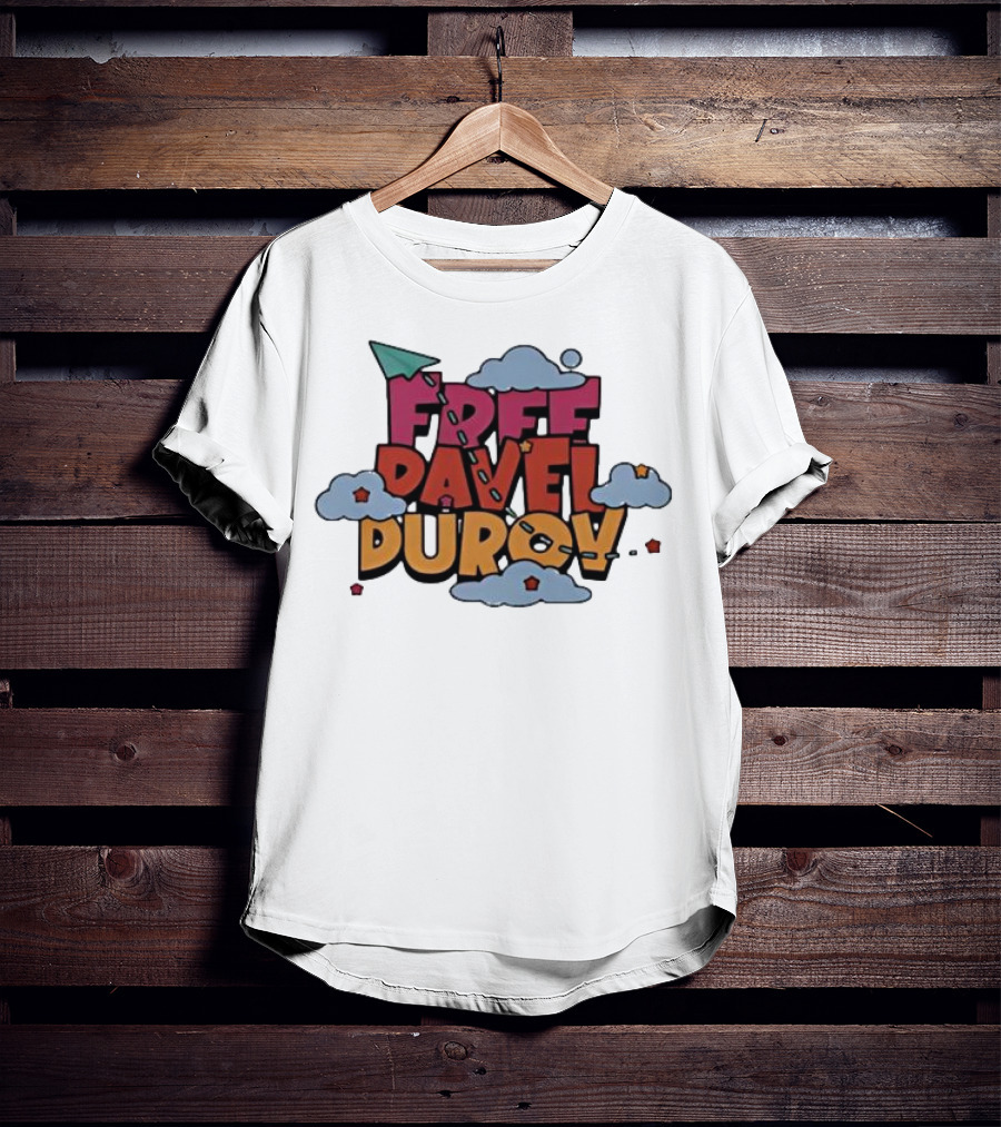 Free Pavel Durov Telegram Graffiti Clouds Paper Airplane T-Shirt