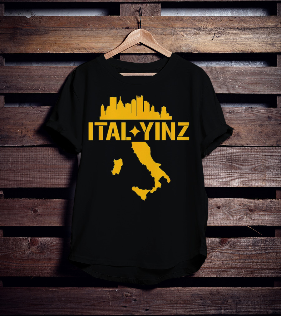Ital Yinz Pittsburgh Skyline Italy Map T-Shirt