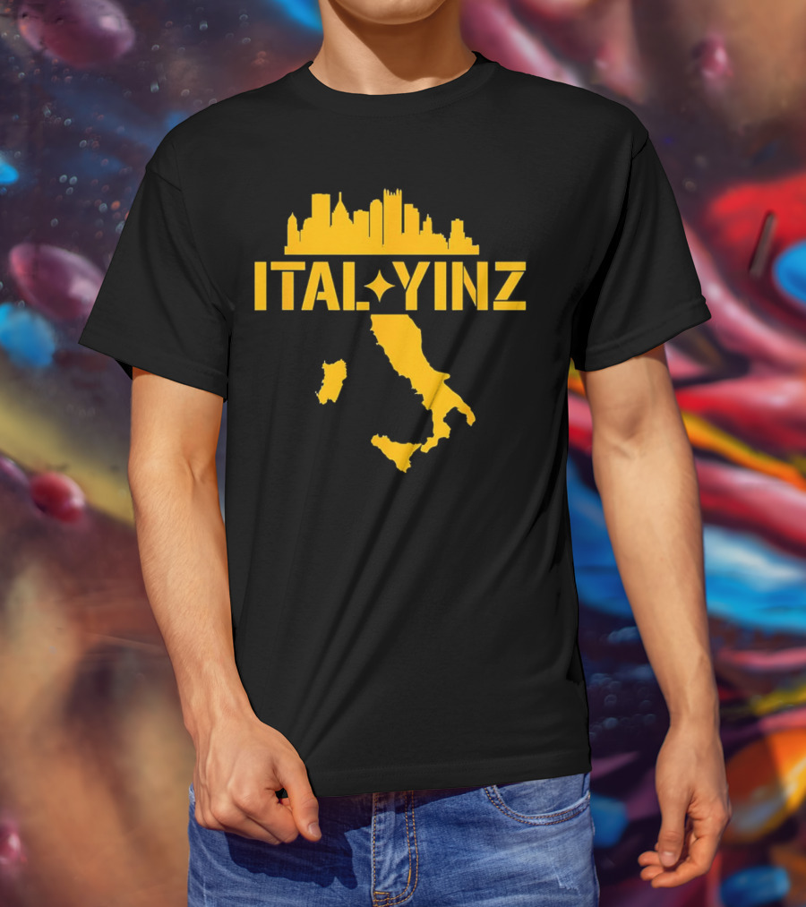 Ital Yinz Pittsburgh Skyline Italy Map T-Shirt
