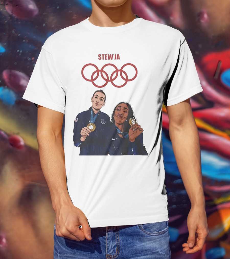 Stewja Olympic Rings A'Ja Wilson Breanna Stewart T-Shirt