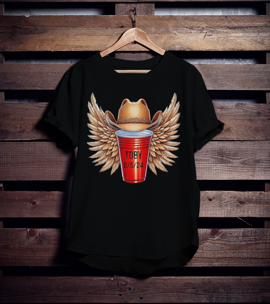Toby Keith Toby Red Cup 2/5/24 Winged Cowboy Hat T-Shirt