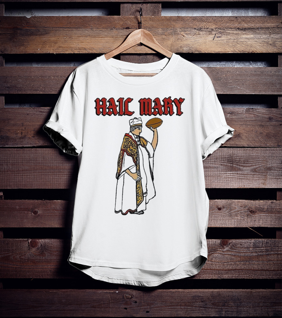 Hail Mary Priest Holding Football T-Shirt