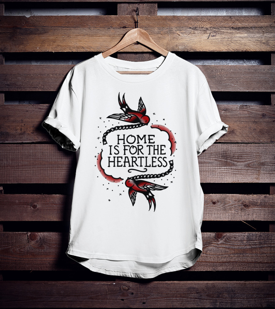 Home Is For The Heartless Red Swallows And Chain T-Shirt