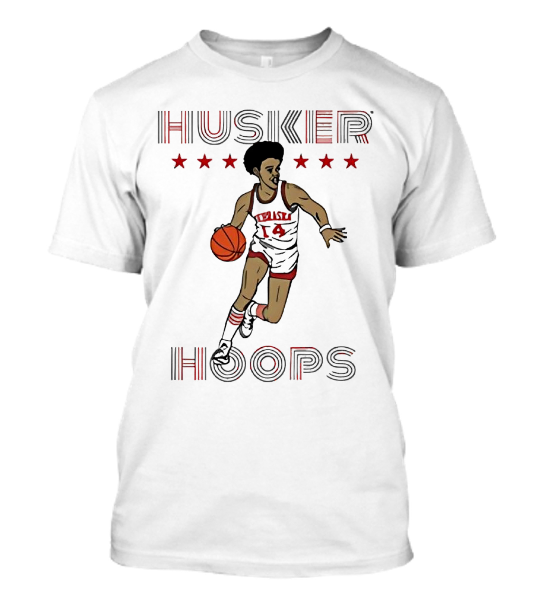 Husker Hoops Nebraska Cornhuskers Basketball Player With Stars T-Shirt