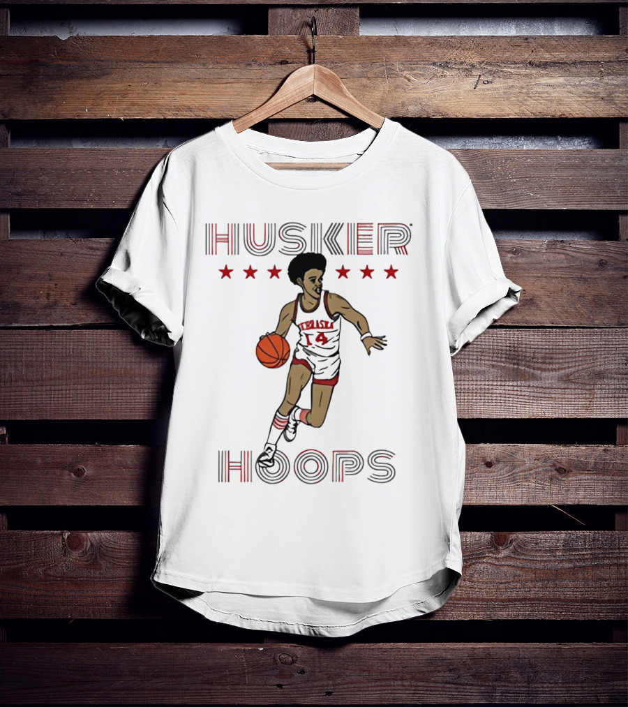 Husker Hoops Nebraska Cornhuskers Basketball Player With Stars T-Shirt