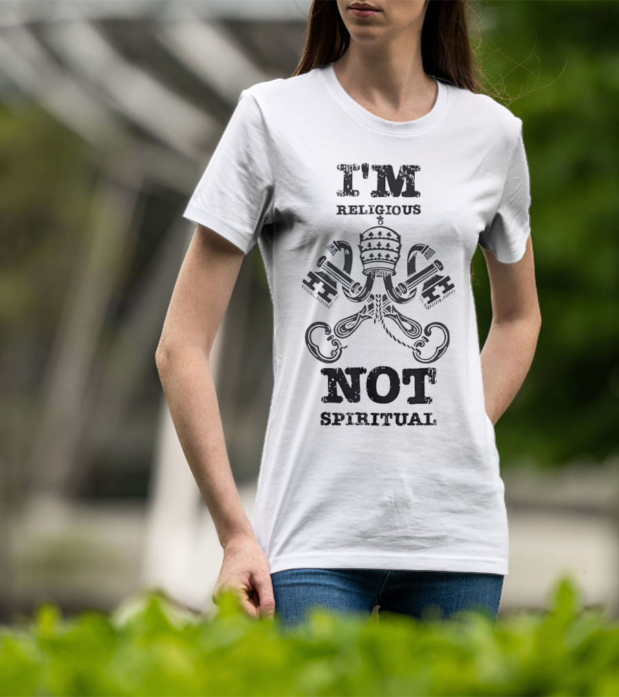 I'm Religious Not Spiritual Papal Tiara And Crossed Keys T-Shirt