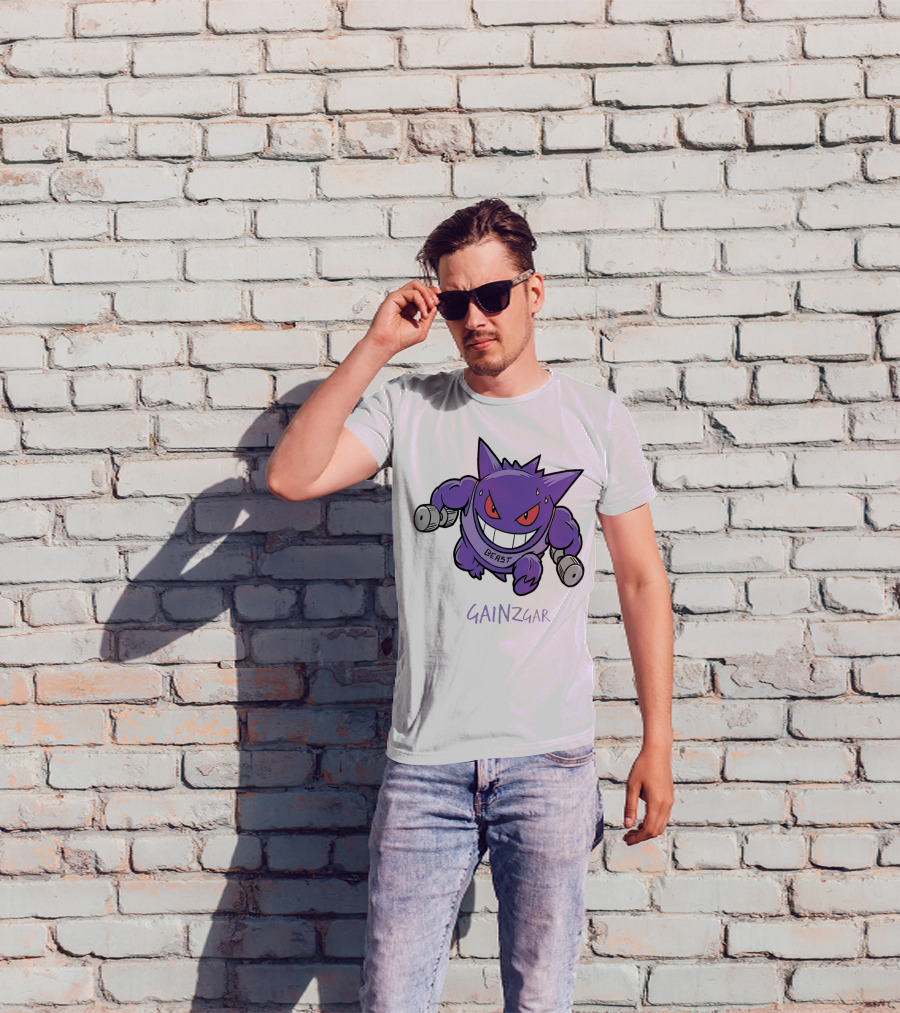 Pokemon Gengar Gainzgar Beast Lifting Dumbbells T-Shirt