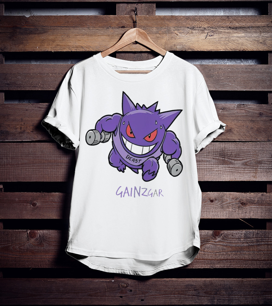 Pokemon Gengar Gainzgar Beast Lifting Dumbbells T-Shirt