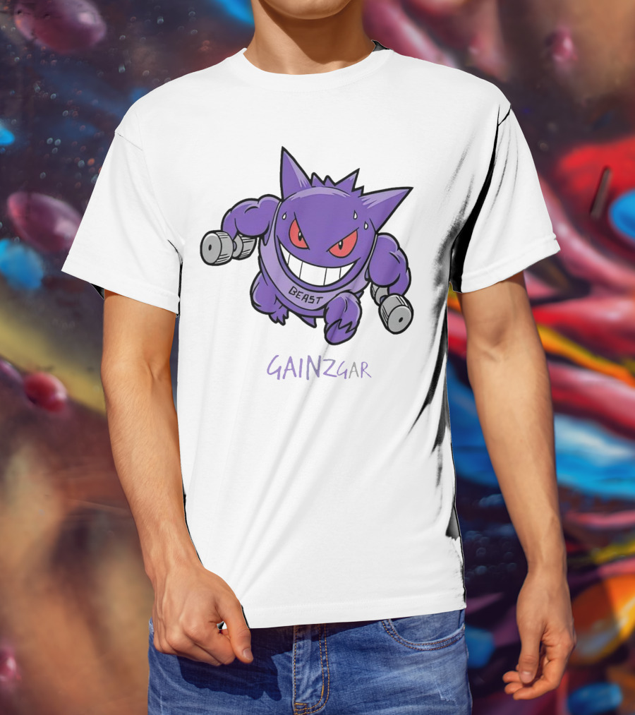 Pokemon Gengar Gainzgar Beast Lifting Dumbbells T-Shirt