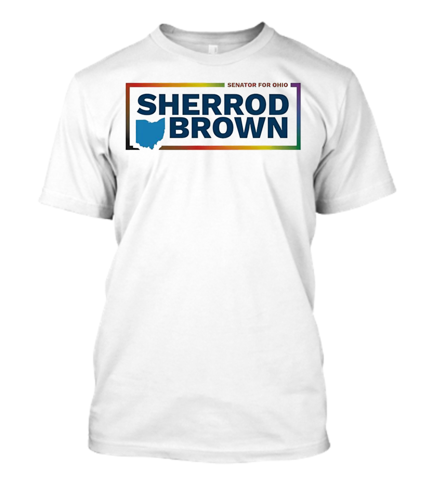 Sherrod Brown Senator For Ohio Ohio Map Rainbow Border T-Shirt