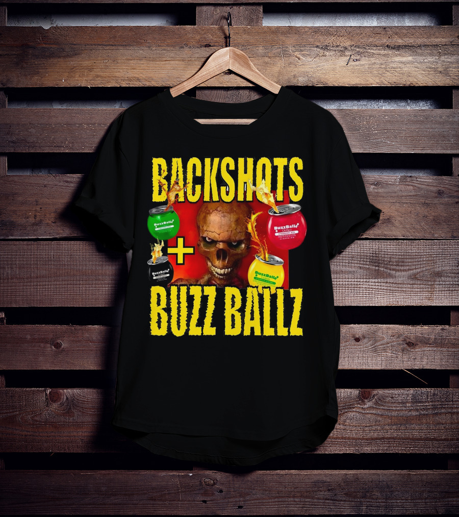 Backshots With Buzz Ballz Fiery Skeleton Combo T-Shirt