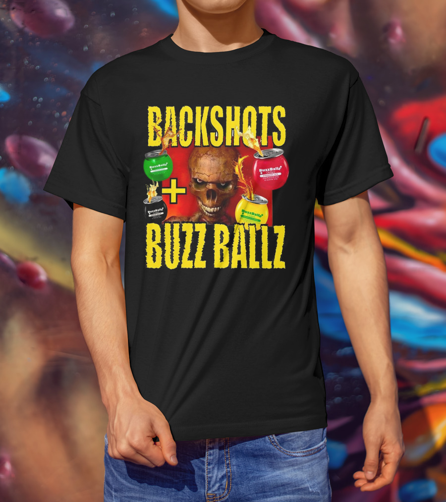 Backshots With Buzz Ballz Fiery Skeleton Combo T-Shirt