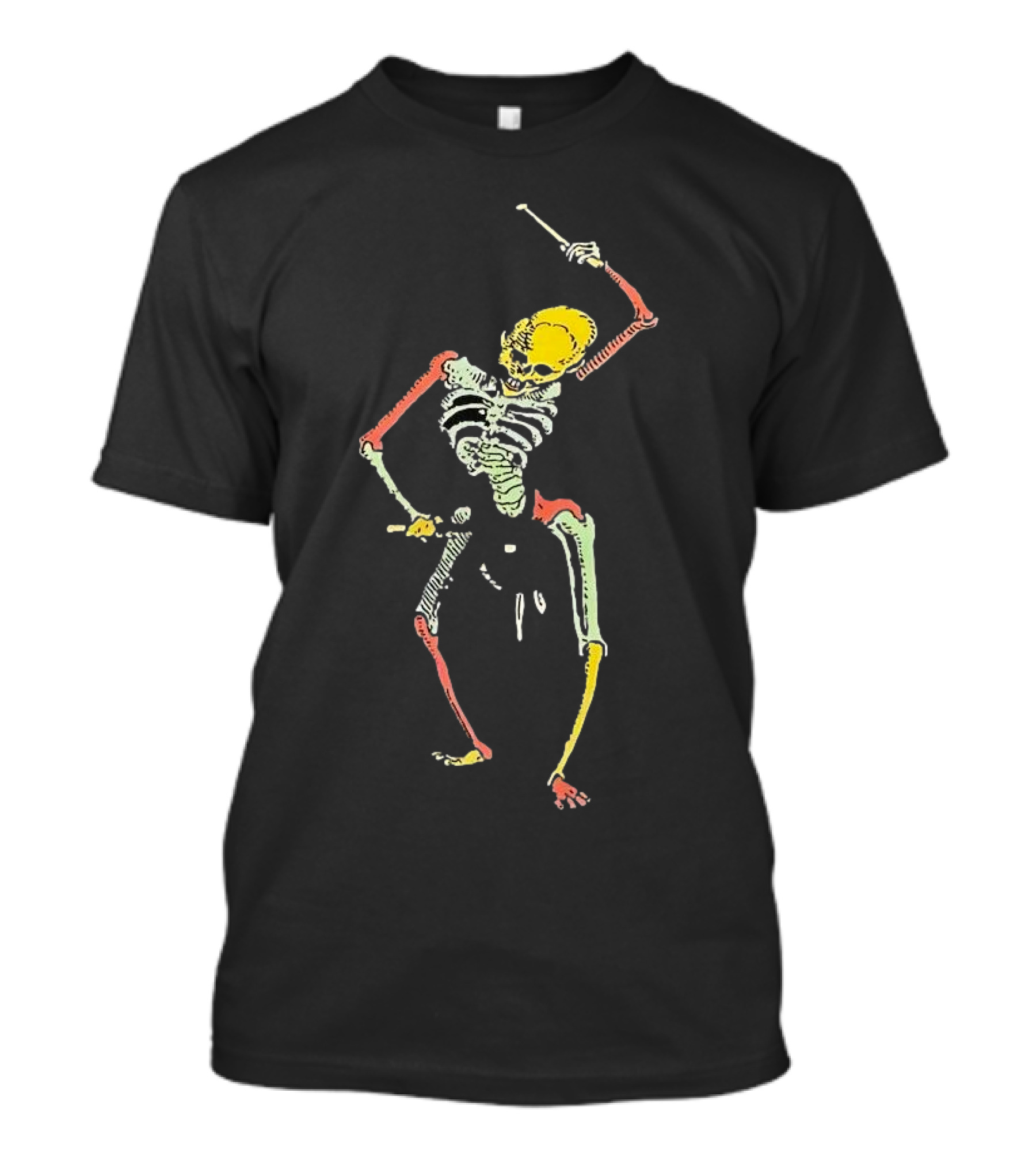 Skeleton Playing Drum In Psychedelic Colors T-Shirt
