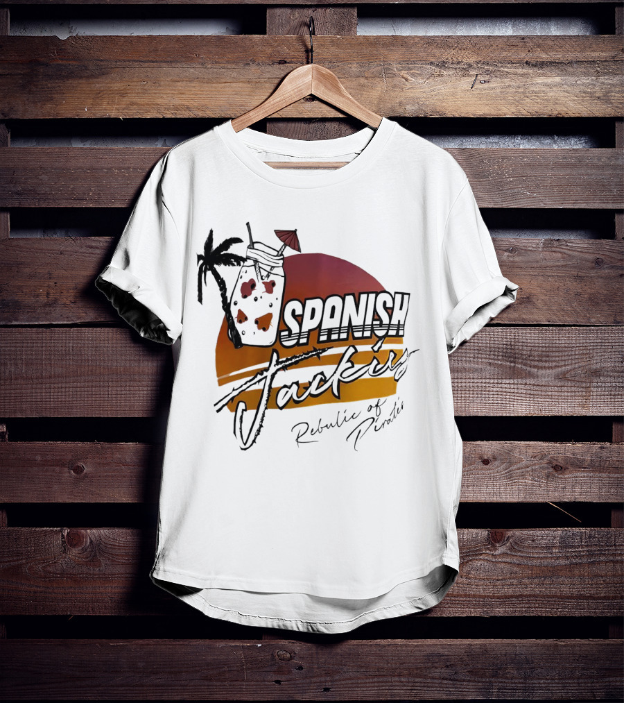 Spanish Jacking Republic Of Pirates Sunset Palm Tropical Drink T-Shirt