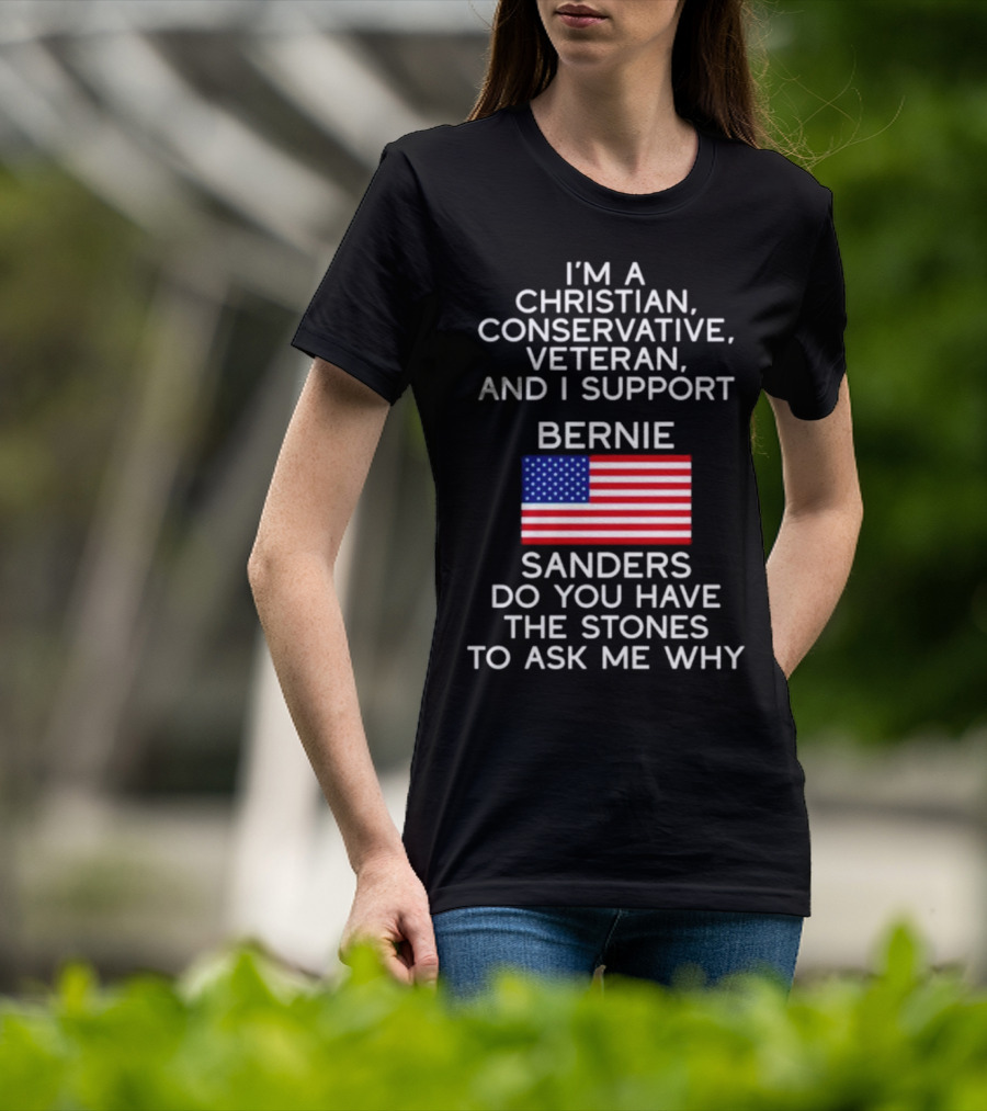 Christian Conservative Veteran Supporting Bernie Sanders American Flag Inquiry T-Shirt