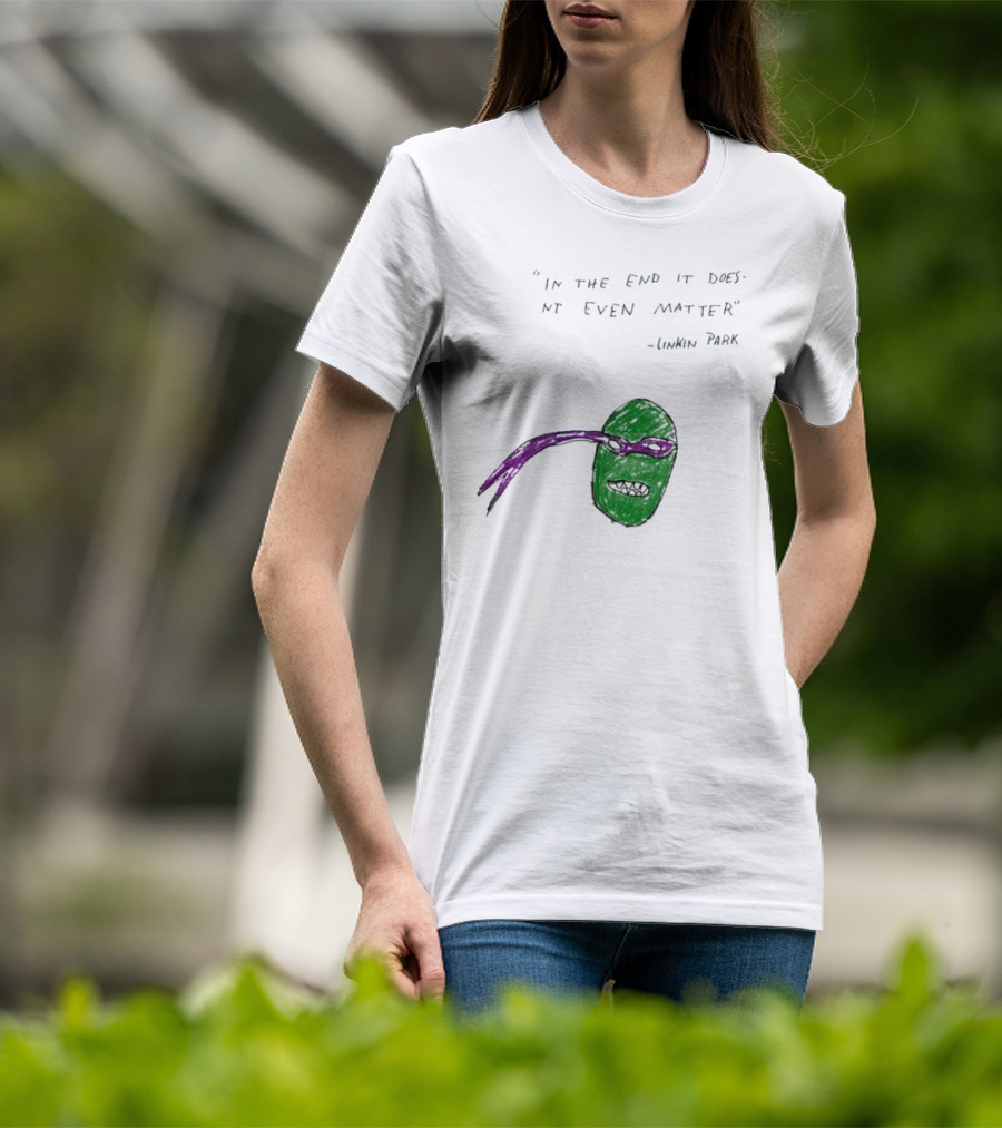 Linkin Park In The End It Does Nt Even Matter Green Mask Purple Band T-Shirt