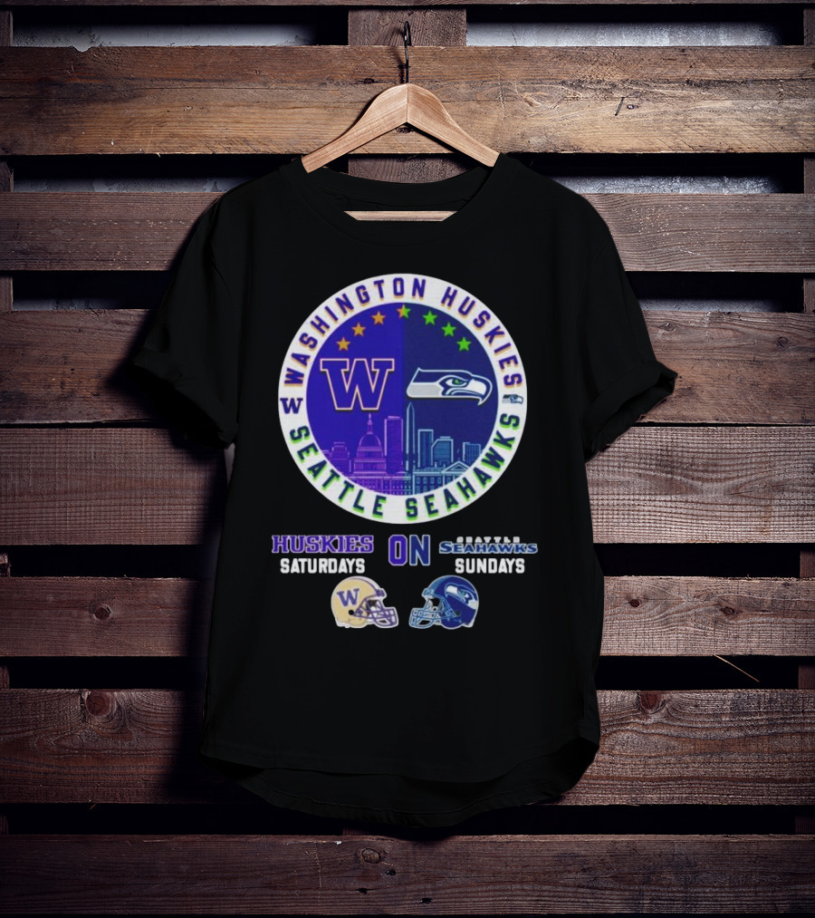 Washington Huskies Seattle Seahawks Huskies On Saturdays Seahawks On Sundays T-Shirt