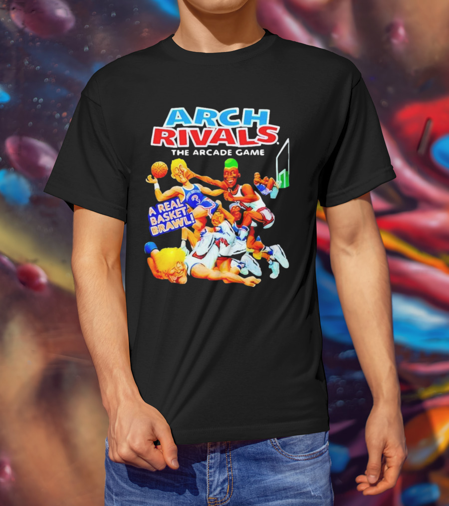 Arch Rivals Arcade Game A Real Basket Brawl Action Scene T-Shirt