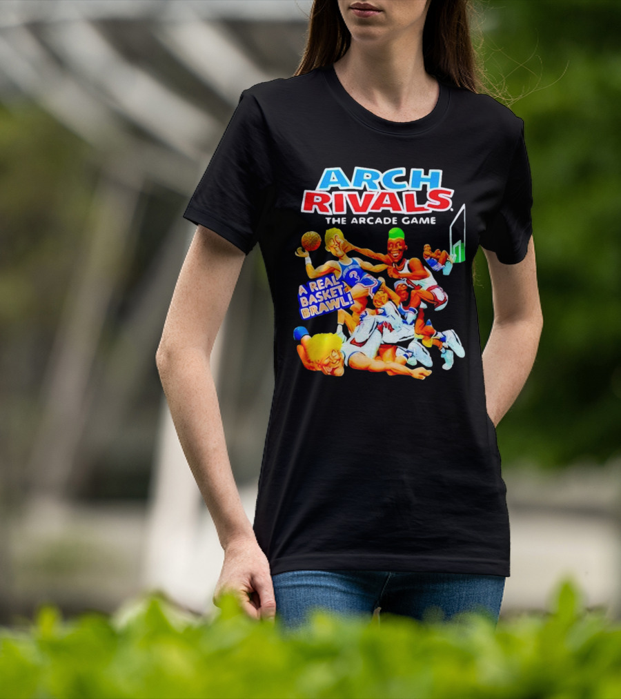 Arch Rivals Arcade Game A Real Basket Brawl Action Scene T-Shirt