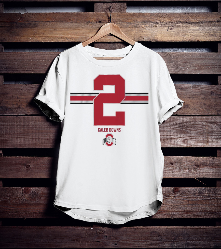 Caleb Downs Ohio State Buckeyes 2 Stripe Football T-Shirt