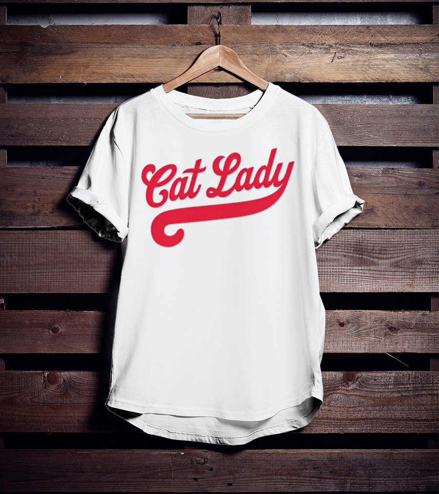 Cincinnati Reds Cat Lady Baseball Script Red T-Shirt