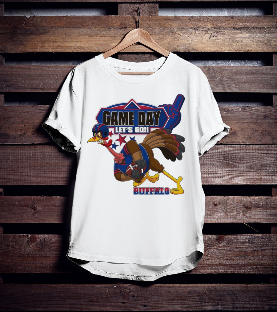 Game Day Let's Go Buffalo Football Turkey Mascot T-Shirt