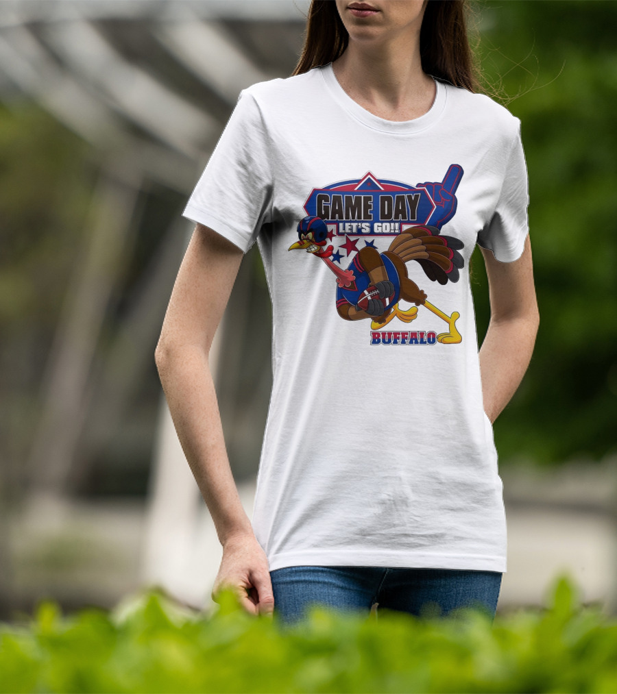 Game Day Let's Go Buffalo Football Turkey Mascot T-Shirt