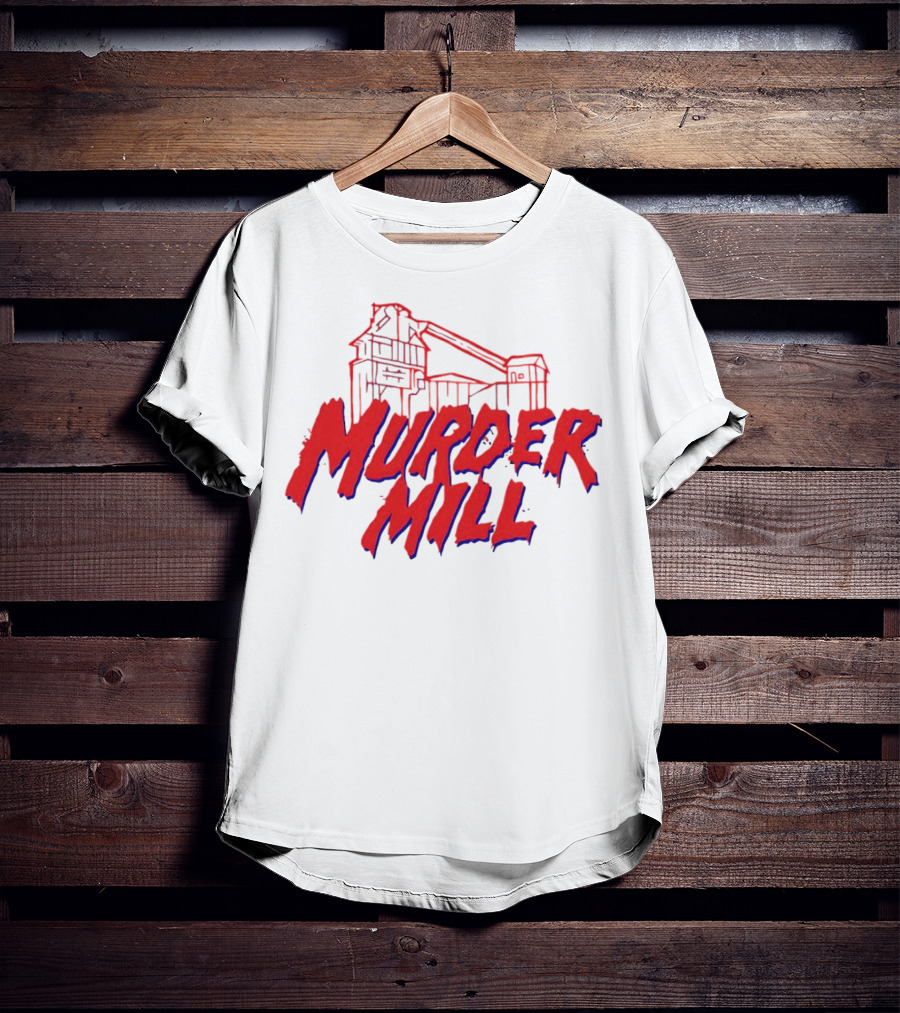 Murder Mill Haunted House Distressed Typography Iconic Building T-Shirt