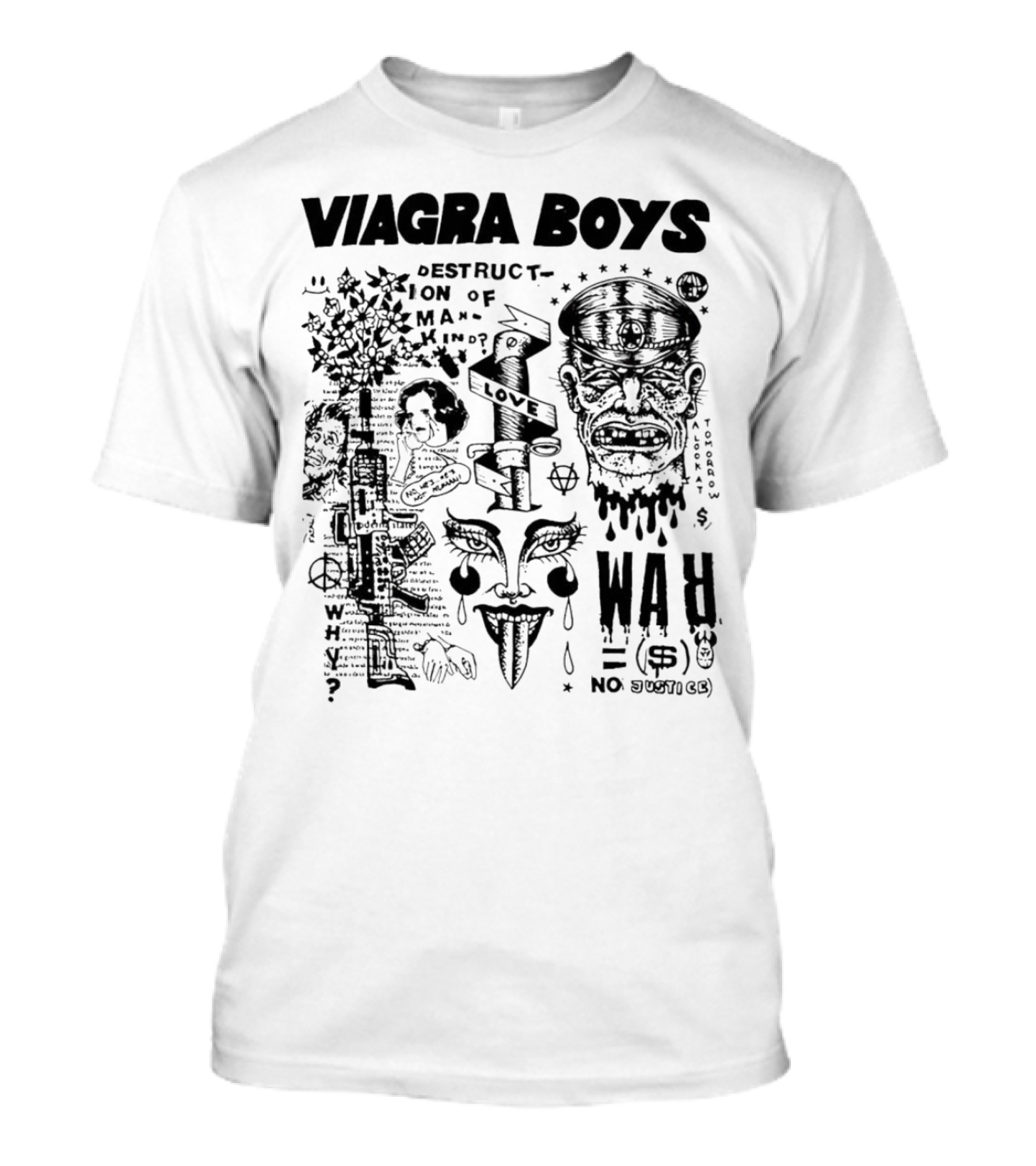 VIAGRA BOYS DESTRUCTION OF MANKIND LOVE NO WAR NO JUSTICE T-Shirt